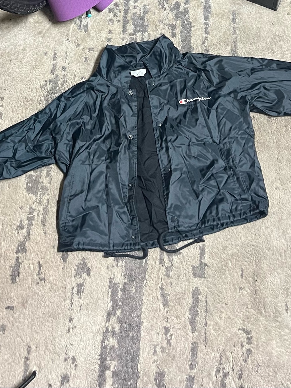 Champion Kids Black Coach Jacket with Logo